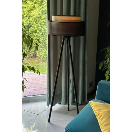 Duolla - Põrandalamp WOOD BOHO 1xE27/15W/230V d. 45 cm must/beež