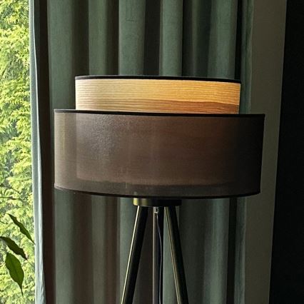 Duolla - Põrandalamp WOOD BOHO 1xE27/15W/230V d. 45 cm must/beež