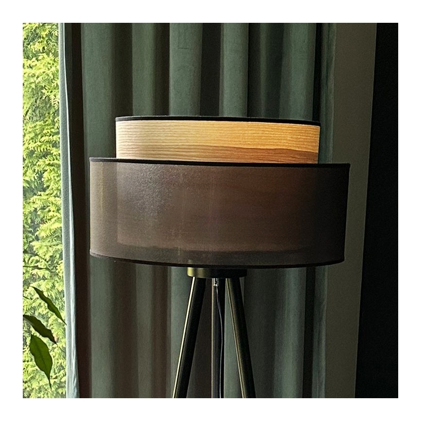 Duolla - Põrandalamp WOOD BOHO 1xE27/15W/230V d. 45 cm must/beež