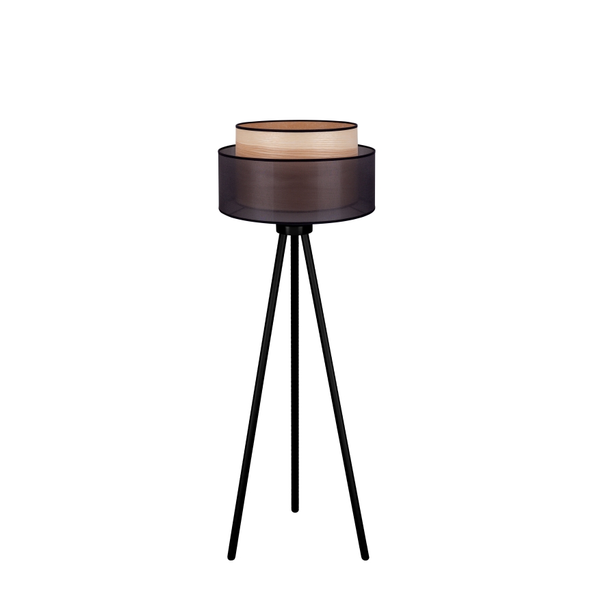 Duolla - Põrandalamp WOOD BOHO 1xE27/15W/230V d. 45 cm must/beež