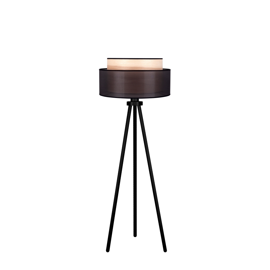Duolla - Põrandalamp WOOD BOHO 1xE27/15W/230V d. 45 cm must/beež