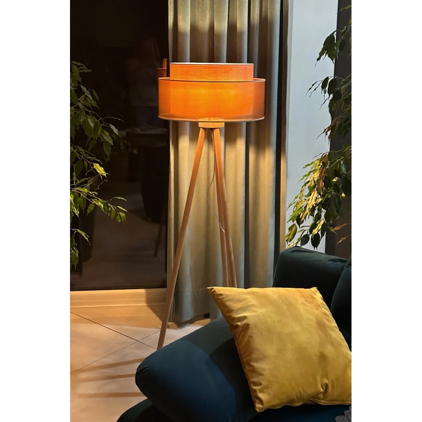 Duolla - Põrandalamp WOOD BOHO 1xE27/15W/230V d. 45 cm vask/pruun/beež