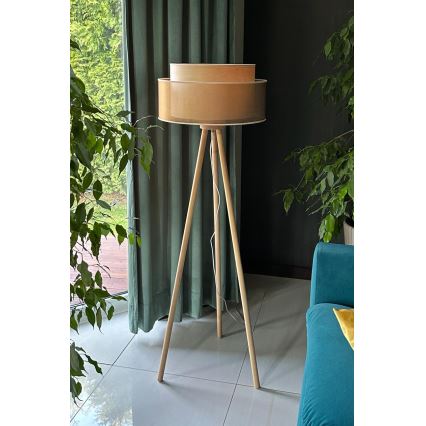 Duolla - Põrandalamp WOOD BOHO 1xE27/15W/230V d. 45 cm vask/pruun/beež