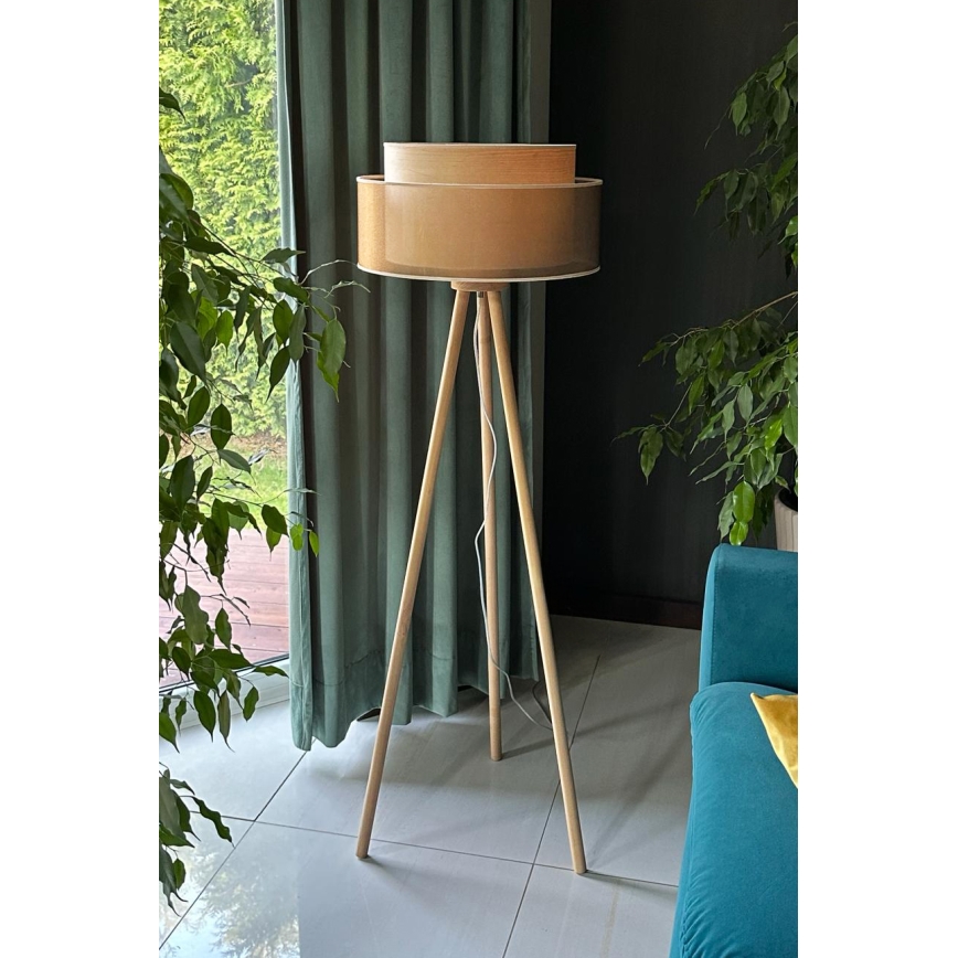 Duolla - Põrandalamp WOOD BOHO 1xE27/15W/230V d. 45 cm vask/pruun/beež