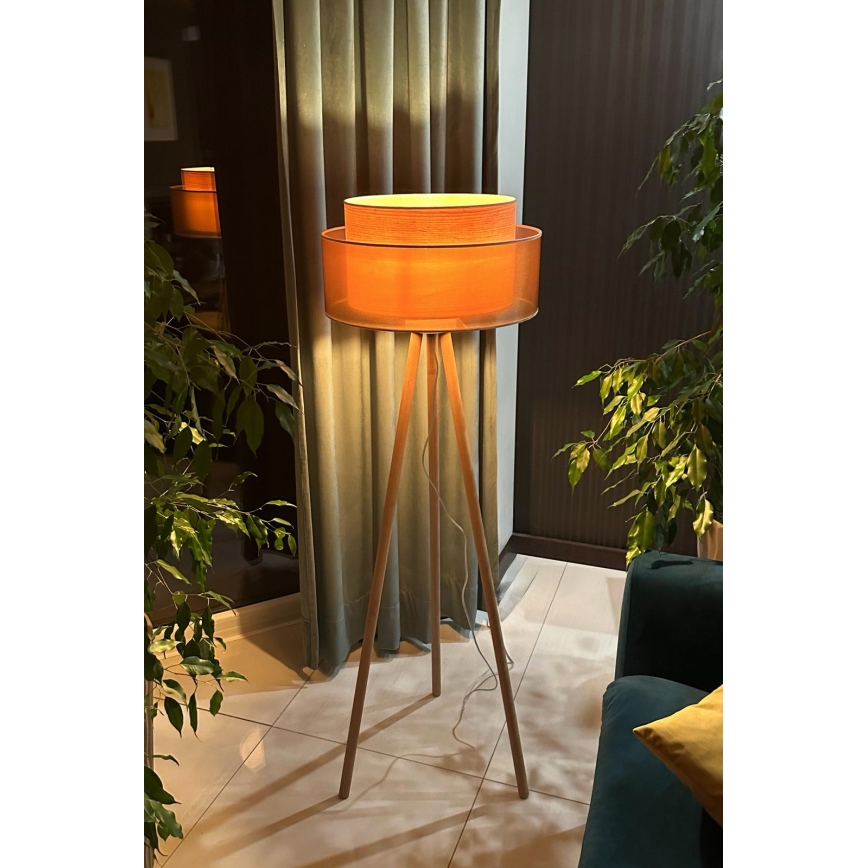 Duolla - Põrandalamp WOOD BOHO 1xE27/15W/230V d. 45 cm vask/pruun/beež