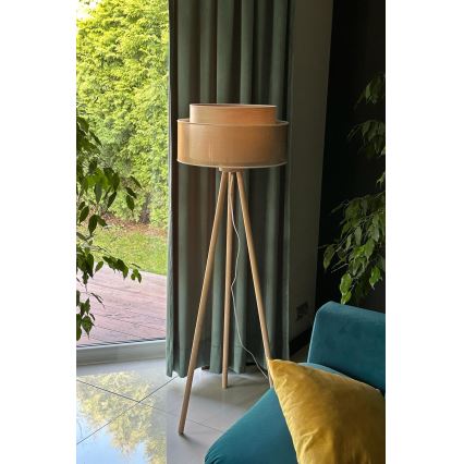 Duolla - Põrandalamp WOOD BOHO 1xE27/15W/230V d. 45 cm vask/pruun/beež