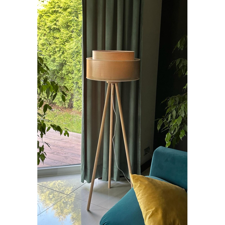 Duolla - Põrandalamp WOOD BOHO 1xE27/15W/230V d. 45 cm vask/pruun/beež