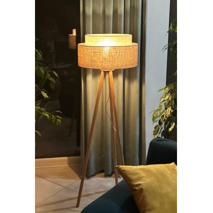 Duolla - Põrandalamp YUTE BOHO 1xE27/15W/230V d. 45 cm pruun/kreemikas