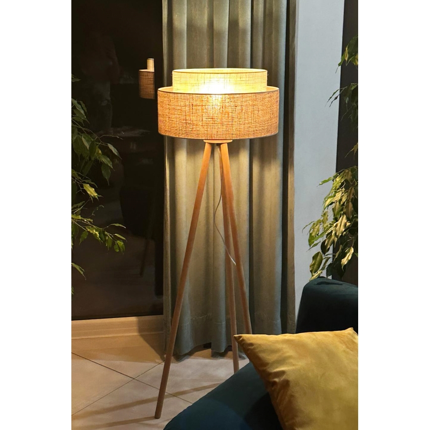 Duolla - Põrandalamp YUTE BOHO 1xE27/15W/230V d. 45 cm pruun/kreemikas