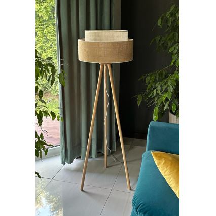 Duolla - Põrandalamp YUTE BOHO 1xE27/15W/230V d. 45 cm pruun/kreemikas