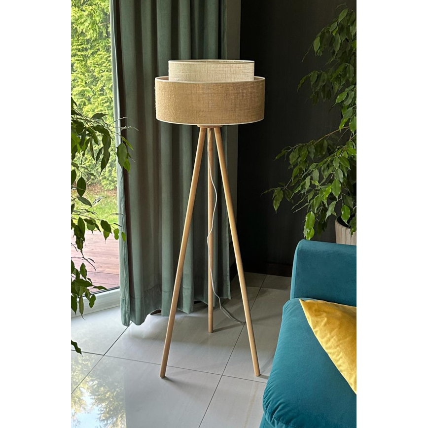 Duolla - Põrandalamp YUTE BOHO 1xE27/15W/230V d. 45 cm pruun/kreemikas