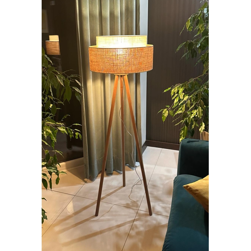 Duolla - Põrandalamp YUTE BOHO 1xE27/15W/230V d. 45 cm pruun/kreemikas