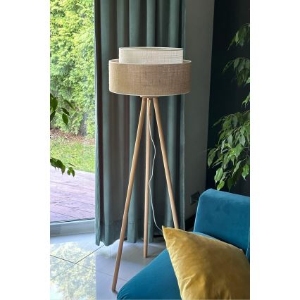 Duolla - Põrandalamp YUTE BOHO 1xE27/15W/230V d. 45 cm pruun/kreemikas