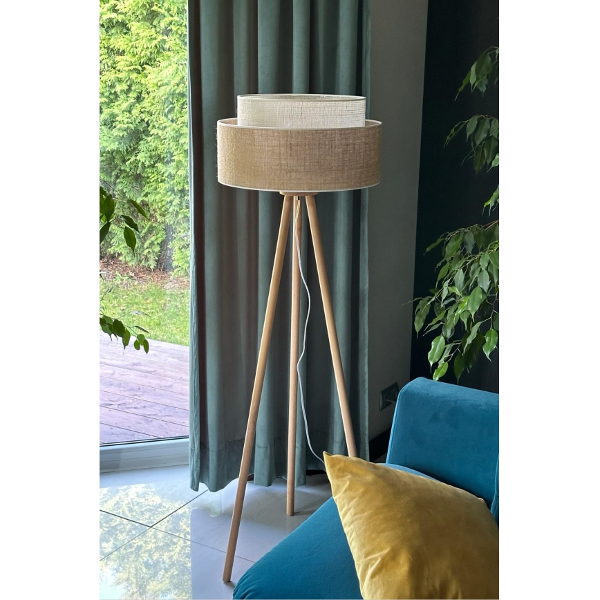 Duolla - Põrandalamp YUTE BOHO 1xE27/15W/230V d. 45 cm pruun/kreemikas