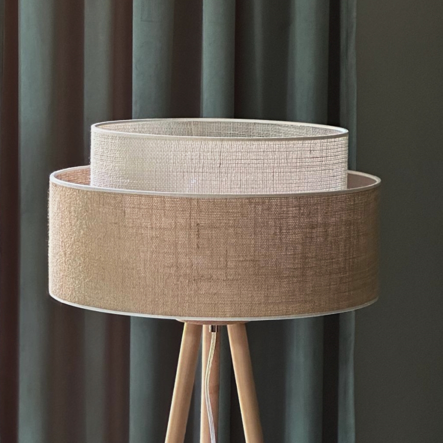 Duolla - Põrandalamp YUTE BOHO 1xE27/15W/230V d. 45 cm pruun/kreemikas