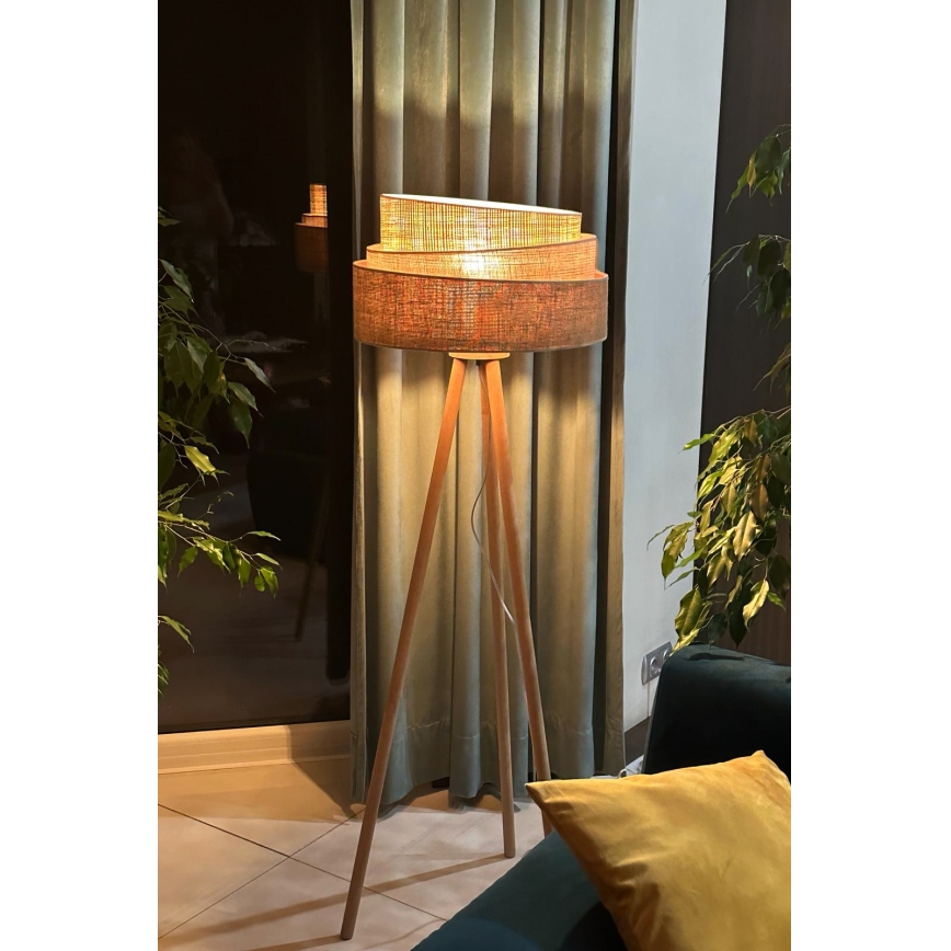 Duolla - Põrandalamp YUTE TRIO 1xE27/15W/230V d. 45 cm pruun/hall/beež