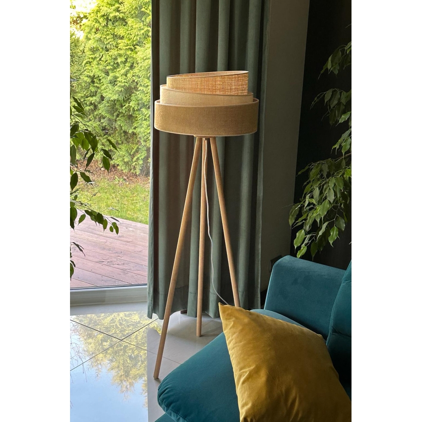 Duolla - Põrandalamp YUTE TRIO 1xE27/15W/230V d. 45 cm pruun/hall/beež