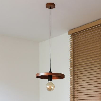 Duolla - ripatslaelamp IRONLINE 1xE27/15W/230V, läbimõõt 30 cm, vask/must