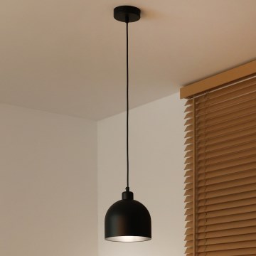 Duolla - Ripatslühter kaabliga IRONLINE 1xE27/15W/230V läbimõõt 17 cm must