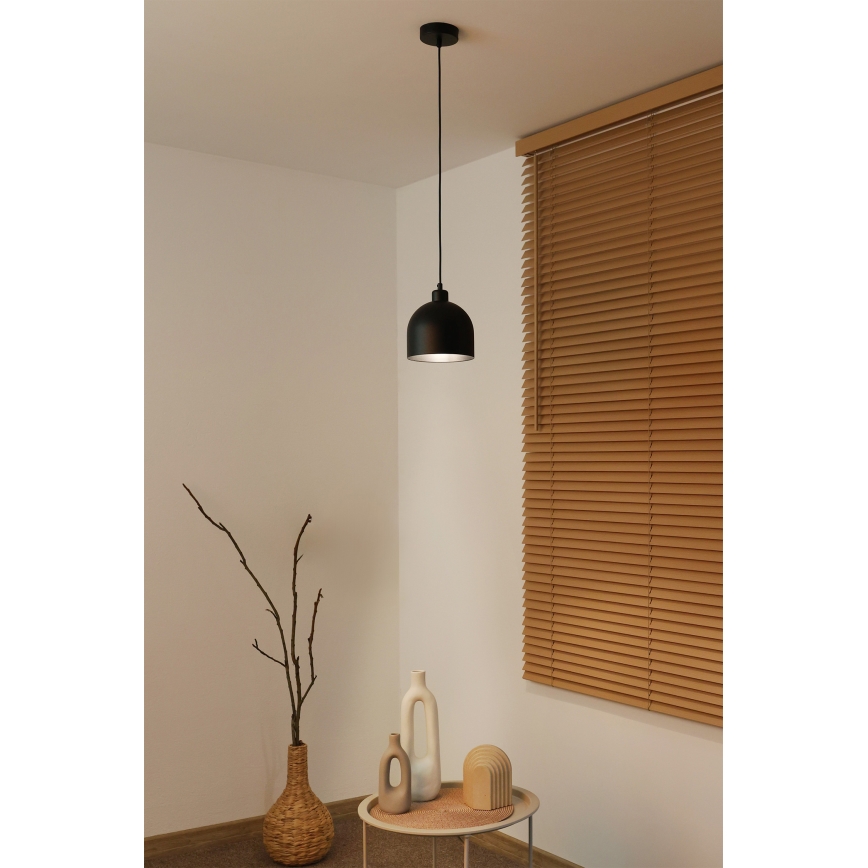Duolla - Ripatslühter kaabliga IRONLINE 1xE27/15W/230V läbimõõt 17 cm must