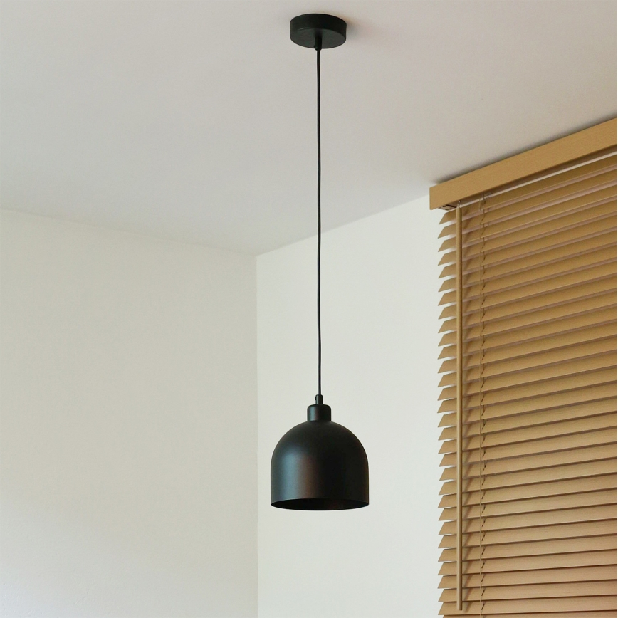 Duolla - Ripatslühter kaabliga IRONLINE 1xE27/15W/230V läbimõõt 17 cm must