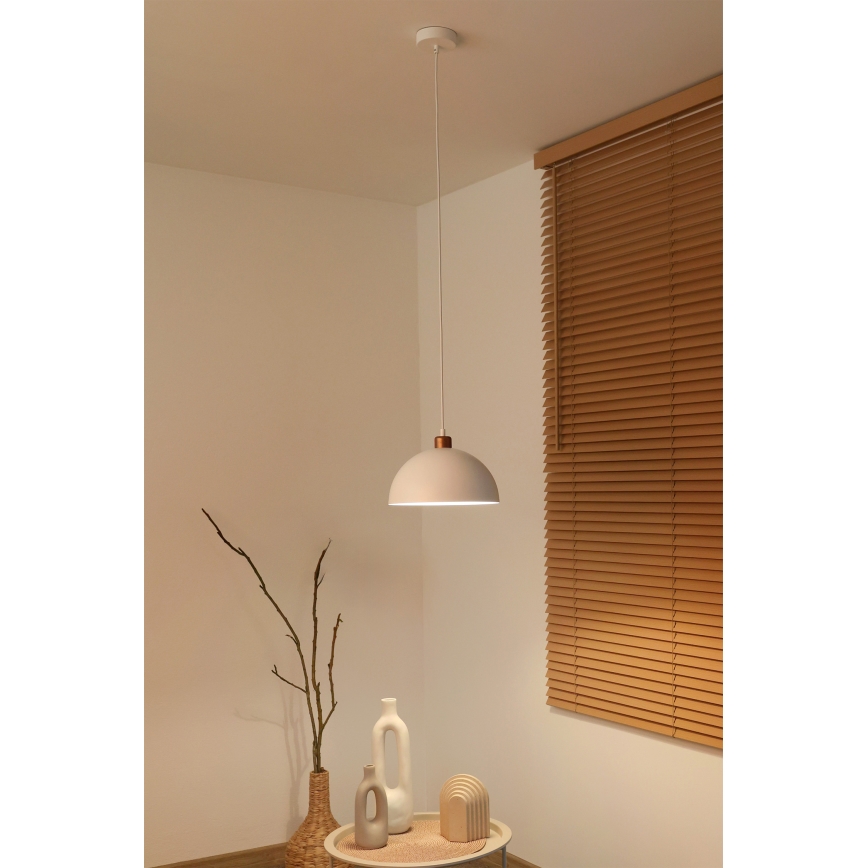 Duolla - Ripplamp kaablil IRONLINE 1xE27/15W/230V läbimõõt 27 cm valge/vask