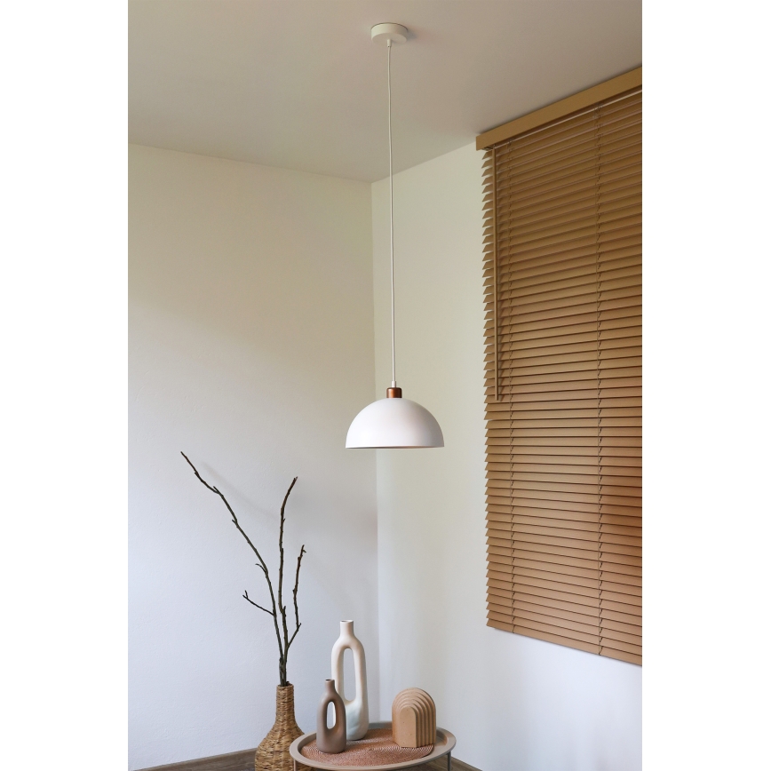 Duolla - Ripplamp kaablil IRONLINE 1xE27/15W/230V läbimõõt 27 cm valge/vask