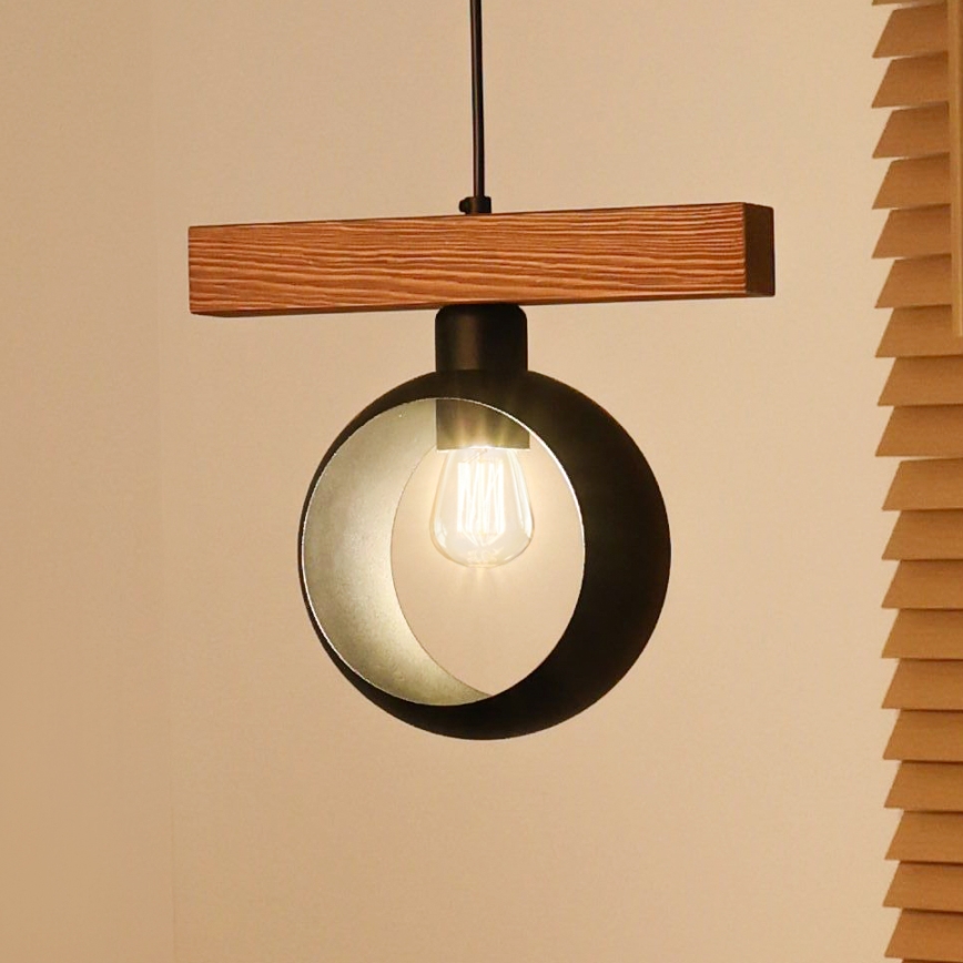 Duolla - Ripplamp köiega IRONLINE 1xE27/15W/230V mänd tamm/must