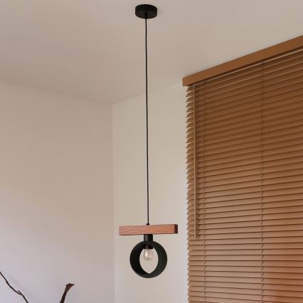 Duolla - Ripplamp köiega IRONLINE 1xE27/15W/230V mänd tamm/must