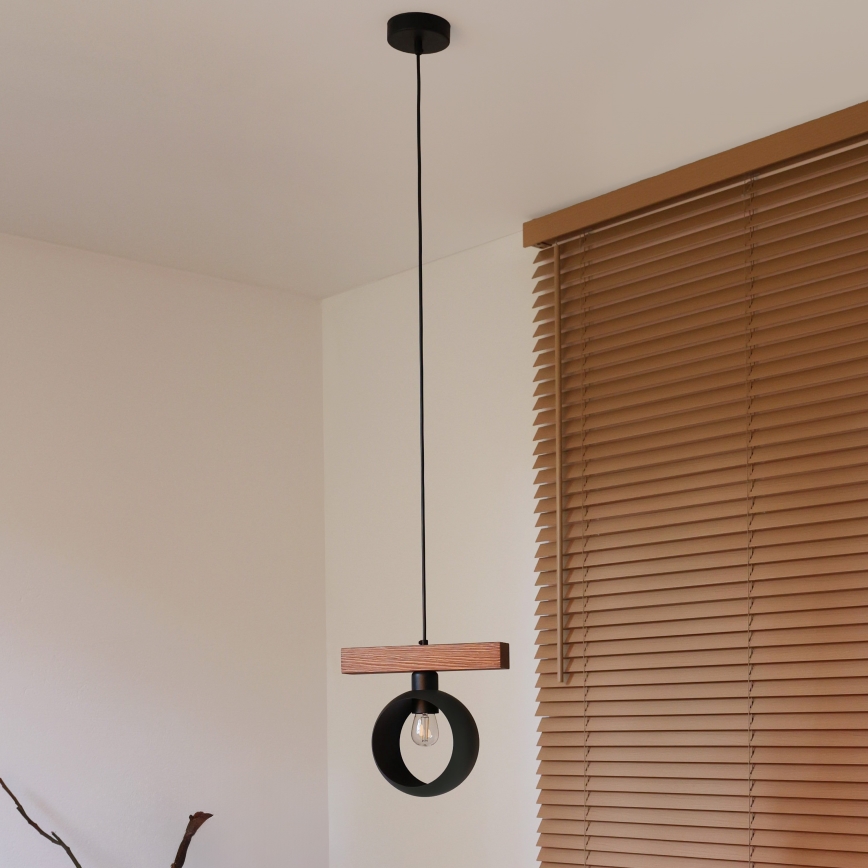 Duolla - Ripplamp köiega IRONLINE 1xE27/15W/230V mänd tamm/must