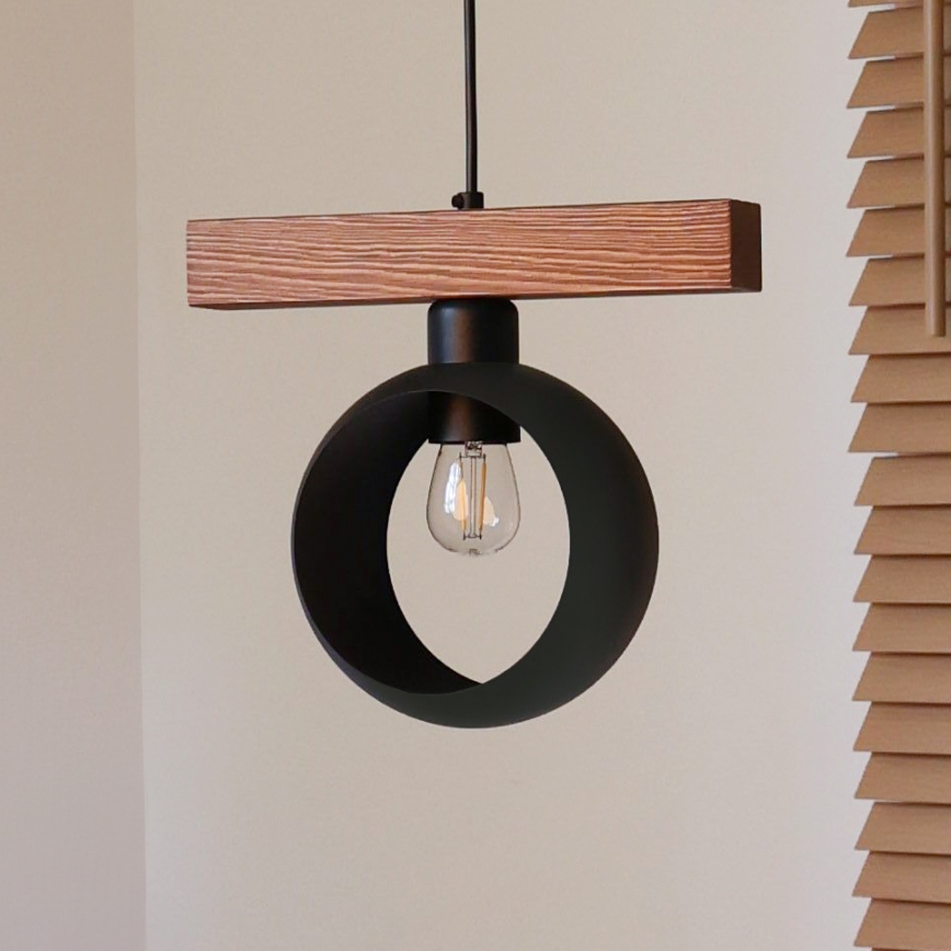 Duolla - Ripplamp köiega IRONLINE 1xE27/15W/230V mänd tamm/must