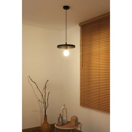 Duolla - Rippvalgusti kaabliga IRONLINE 1xE27/15W/230V, läbimõõt 30 cm, must/vasetoon