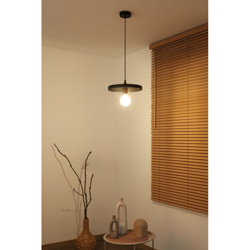 Duolla - Rippvalgusti kaabliga IRONLINE 1xE27/15W/230V, läbimõõt 30 cm, must/vasetoon