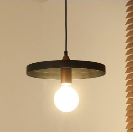 Duolla - Rippvalgusti kaabliga IRONLINE 1xE27/15W/230V, läbimõõt 30 cm, must/vasetoon