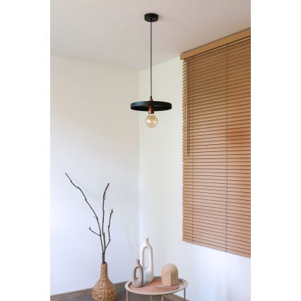 Duolla - Rippvalgusti kaabliga IRONLINE 1xE27/15W/230V, läbimõõt 30 cm, must/vasetoon