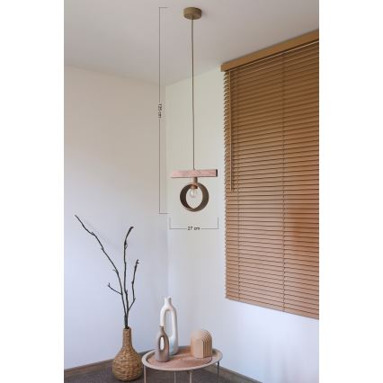 Duolla - Rippvalgusti kaabliga IRONLINE 1xE27/15W/230V mänd tamm/beež