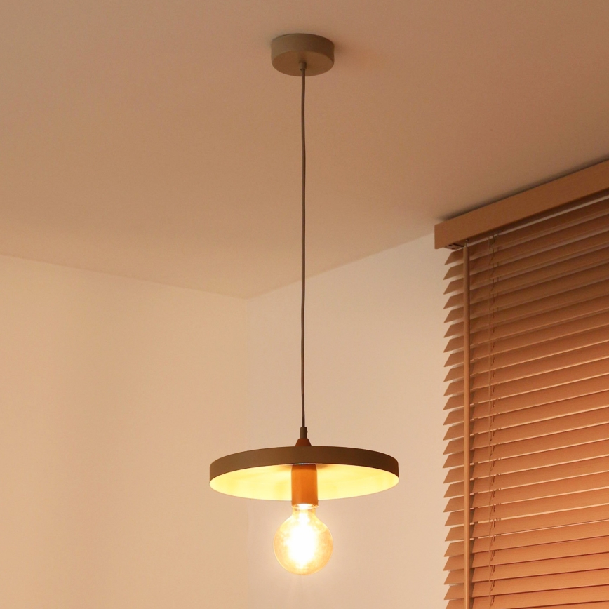 Duolla - Rippvalgusti kaablil IRONLINE 1xE27/15W/230V Ø 30 cm beež/vask