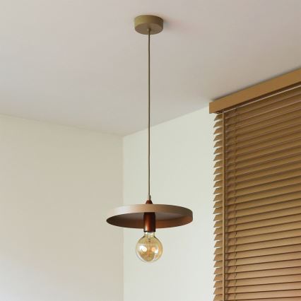 Duolla - Rippvalgusti kaablil IRONLINE 1xE27/15W/230V Ø 30 cm beež/vask