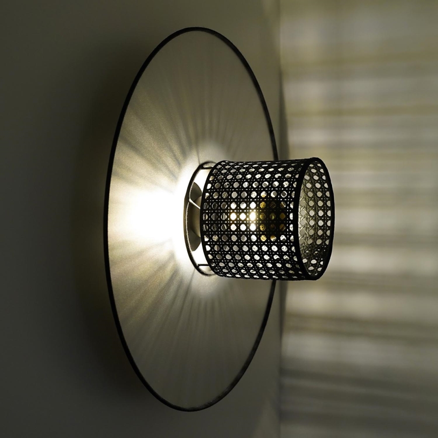 Duolla - Seinavalgusti TOKYO RATTAN 1xE27/15W/230V d. 50 cm hõbedane/must