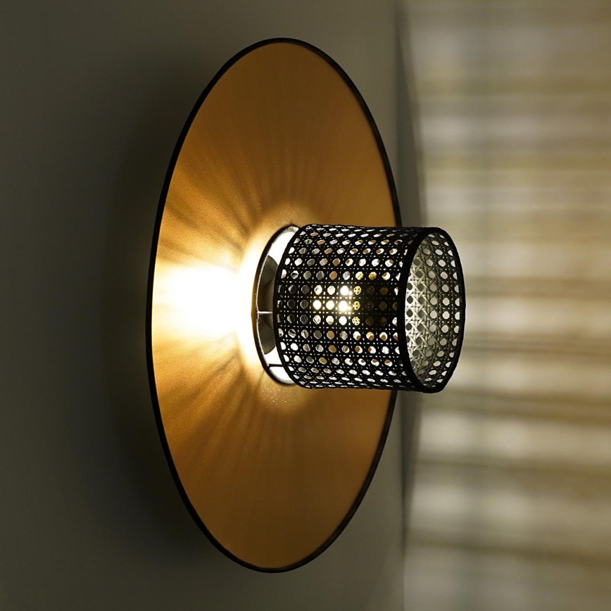 Duolla - Seinavalgusti TOKYO RATTAN 1xE27/15W/230V d. 50 cm kuldne/must