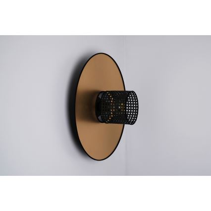 Duolla - Seinavalgusti TOKYO RATTAN 1xE27/15W/230V d. 50 cm kuldne/must