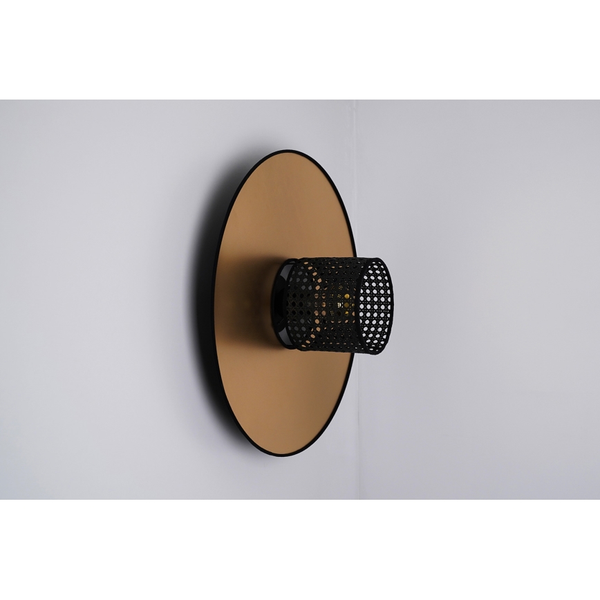 Duolla - Seinavalgusti TOKYO RATTAN 1xE27/15W/230V d. 50 cm kuldne/must