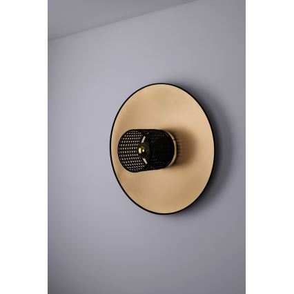 Duolla - Seinavalgusti TOKYO RATTAN 1xE27/15W/230V d. 50 cm kuldne/must