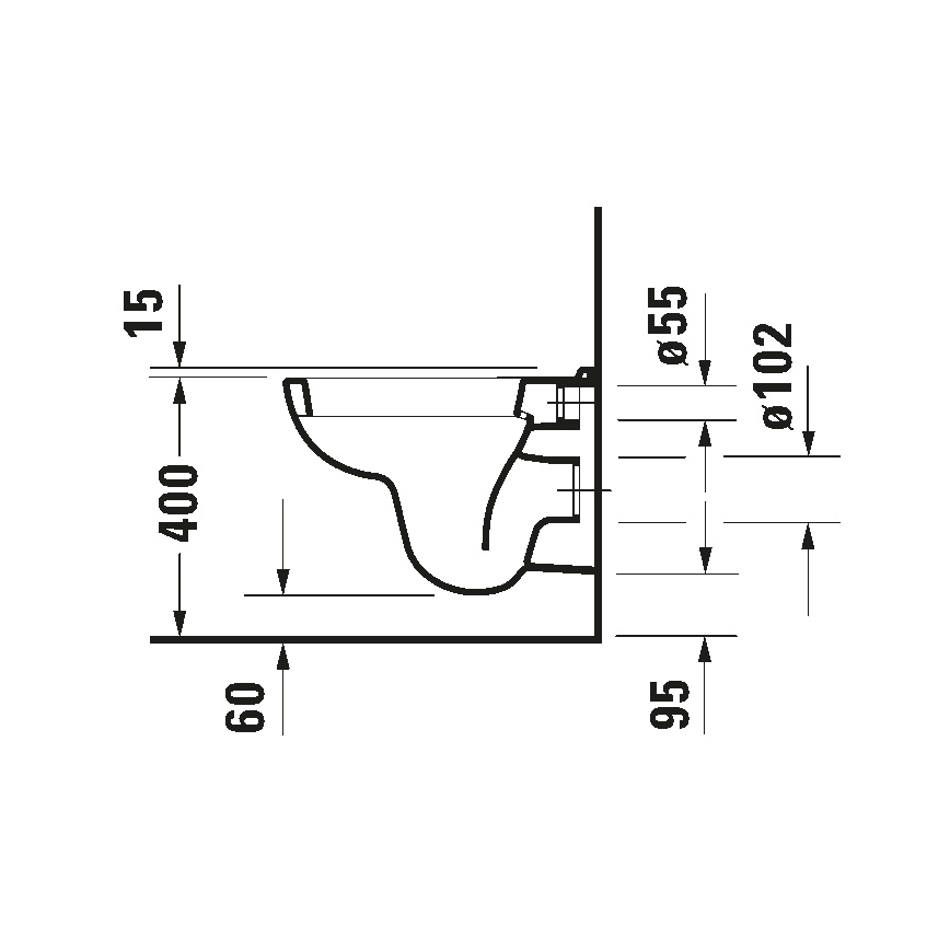 Duravit 22110900002 - Seinale paigaldatav WC D-CODE keraamika/läikiv valge