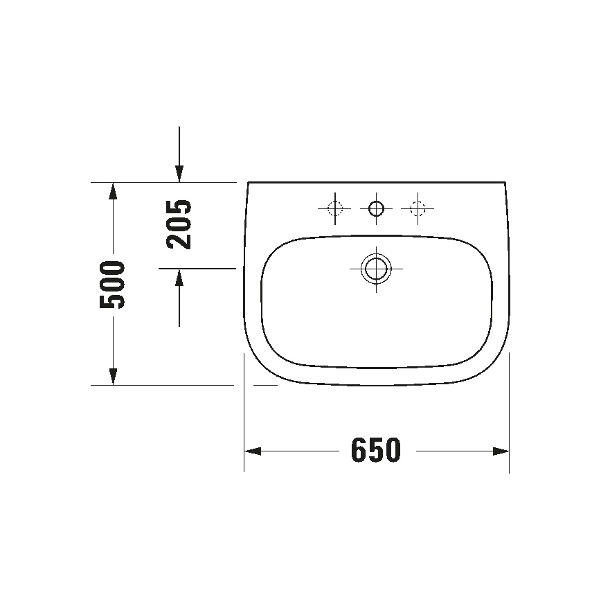 Duravit 23106500002 - Seinavalamu D-CODE 65 x 50 cm keraamika / läikiv valge