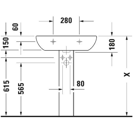 Duravit 23106500002 - Seinavalamu D-CODE 65 x 50 cm keraamika / läikiv valge