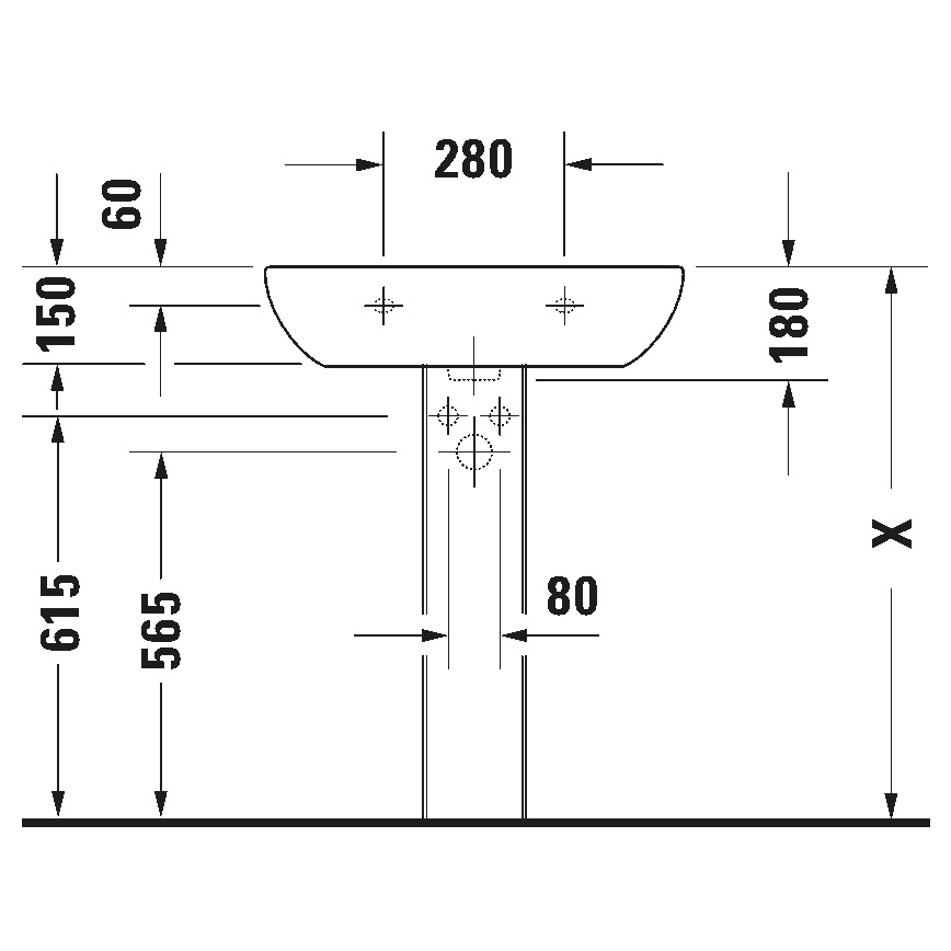 Duravit 23106500002 - Seinavalamu D-CODE 65 x 50 cm keraamika / läikiv valge