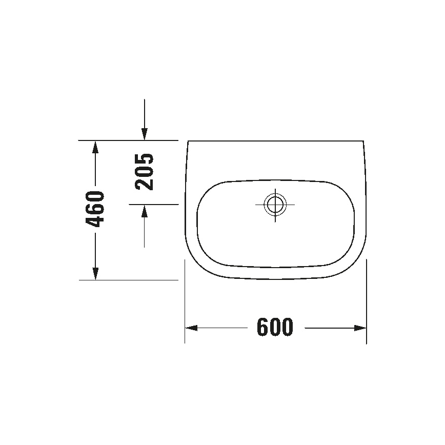 Duravit 23116000702 - Seinale paigaldatav valam D-CODE 60x46 cm keraamika/läikiv valge