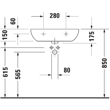 Duravit 23116000702 - Seinale paigaldatav valam D-CODE 60x46 cm keraamika/läikiv valge