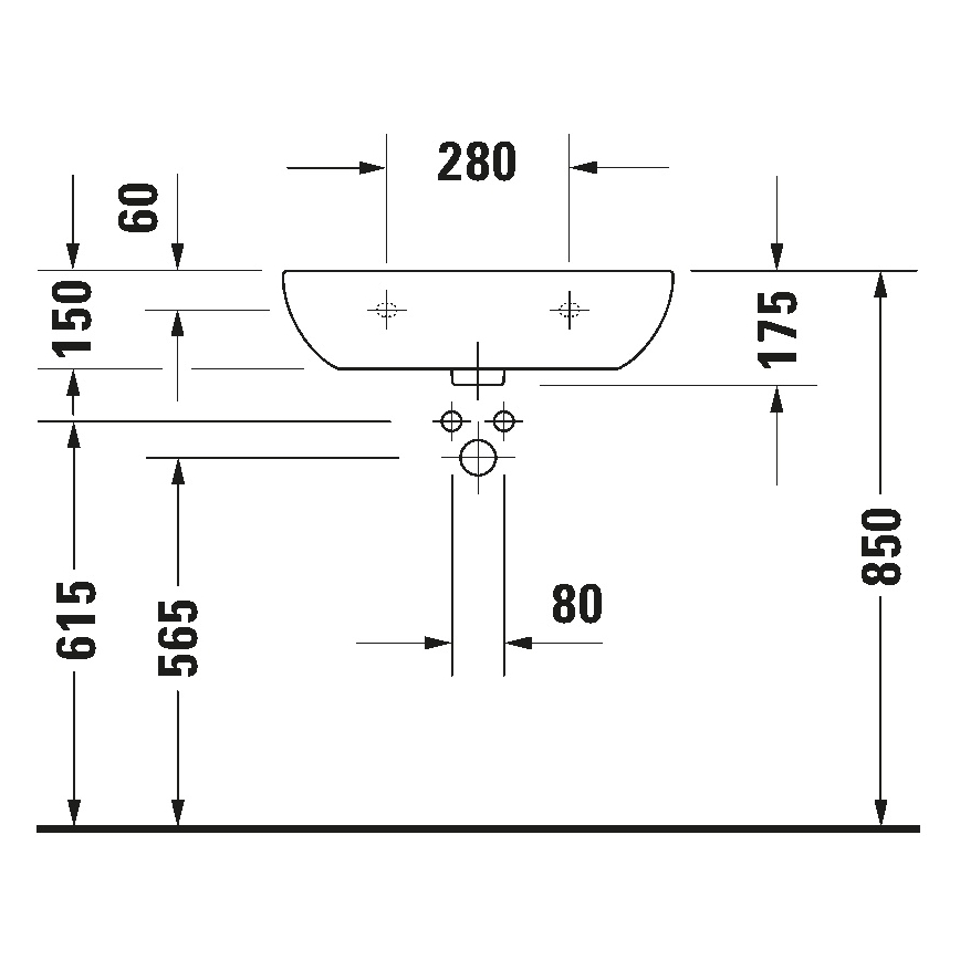 Duravit 23116000702 - Seinale paigaldatav valam D-CODE 60x46 cm keraamika/läikiv valge